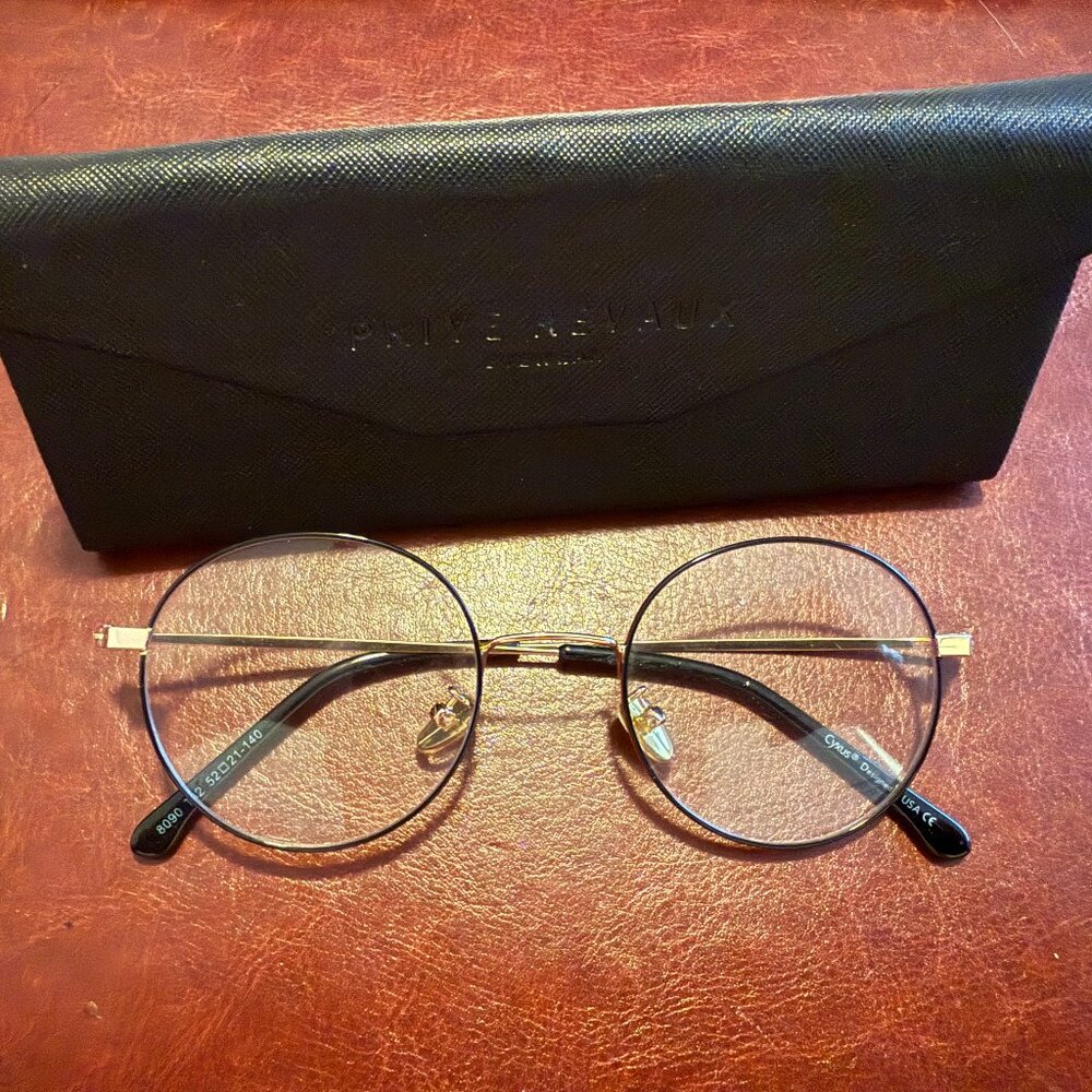 Round Blue Light Glasses – Thin Metal Frame Anti-Glare Lenses